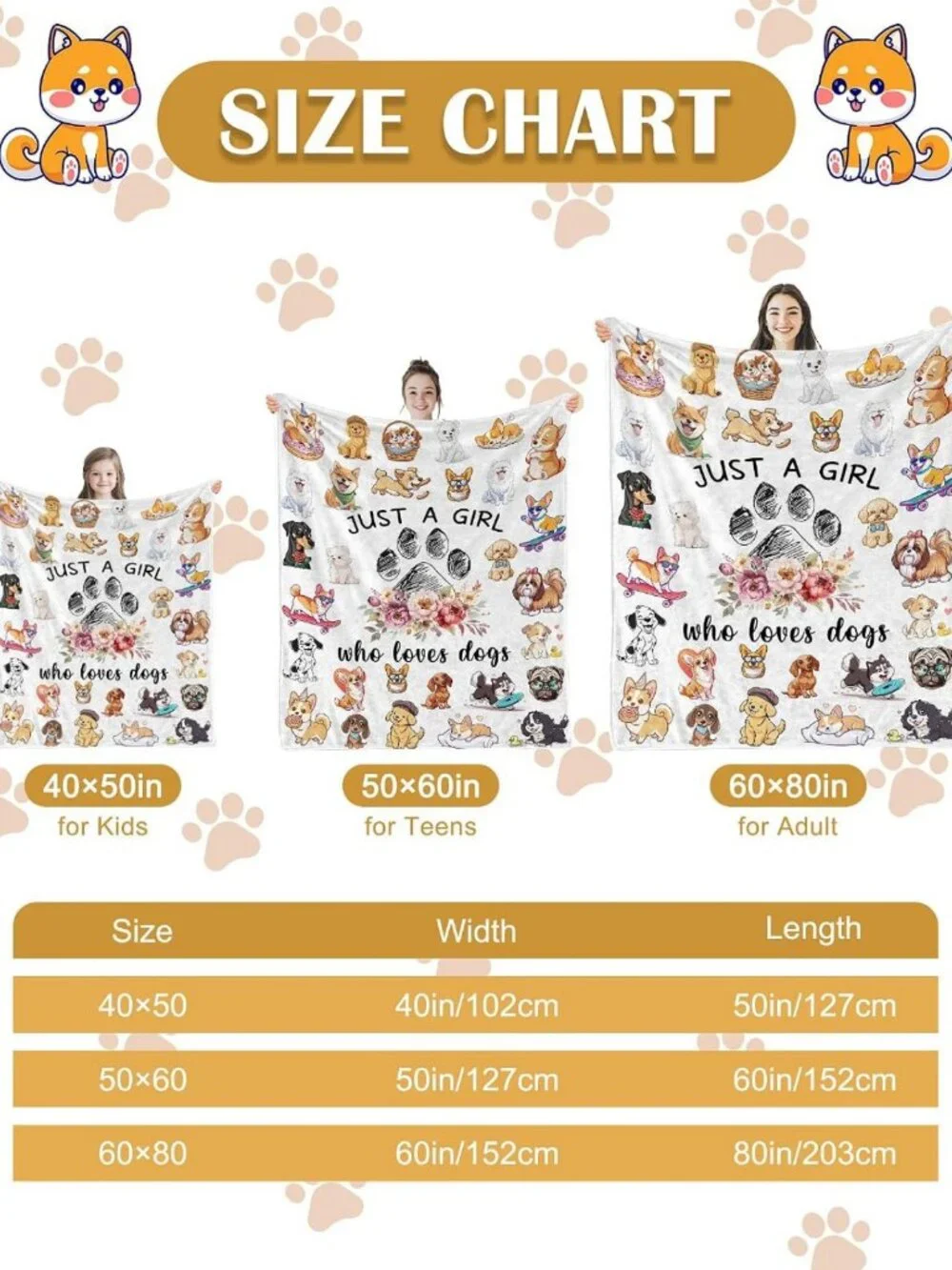 Cozy Dog Lover Blanket for Women & Kids, Perfect Gift for Dog Enthusiasts 40